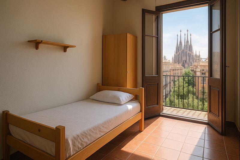 budget hostel dorm room in Barcelona under 50 euros